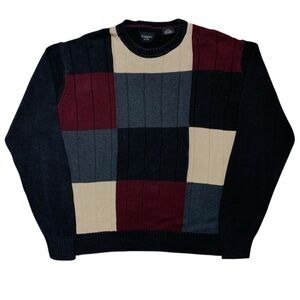 Vintage Y2K Colorblock Crewneck Knit Sweater Grunge Goth Emo Casual Twee
